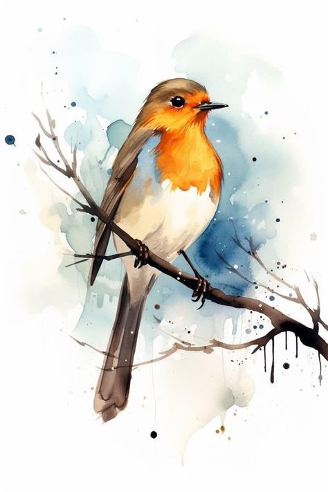 Simple Watercolor Art For Beginners, Watercolor Birds Tutorial, Easy Watercolor Paintings, Bird Watercolor Art, Paintings Of Animals, Watercolor Paintings Of Animals, Art Eras, Bird Watercolor Paintings, Bird Watercolor