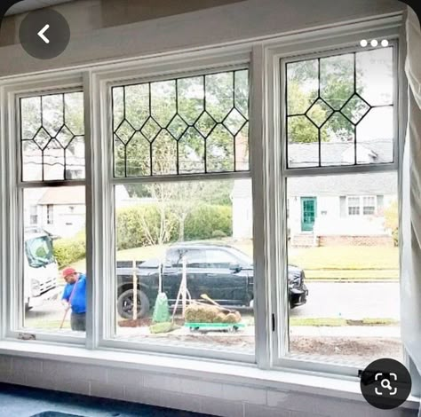 Stained Glass Interior Window, Leaded Glass Patterns, Stained Glass Windows In Homes Vintage, Black And White Stained Glass Window, Goodman House, Lead Glass Windows, Craftsman Stained Glass, Decorative Windows, Leaded Windows