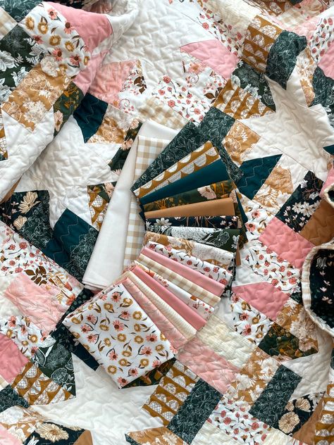 Quilt Fabric Bundles, Light Quilt, Quilt Fabric Collections, Cute Quilts, Crochet Quilt, Star Quilts, Fabric Bundle, Art Gallery Fabrics, Patchwork Quilt