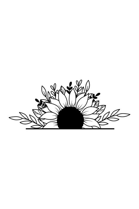 Canvas & Surfaces,Clip Art & Image Files,half sunflower png,silhouette DXF files,split sunflower svg,Stencils,Stencils, Templates & Transfers,sunflower bouquet,sunflower clipart,sunflower cricut,sunflower frame svg,sunflower png,sunflower svg Cover Up Tattoos For Women Flowers, Flower Forearm Tattoo Stencil, Sunflower Leaf Tattoo, Sunflower Drawing Outline, Sunflower Neck Tattoos Women, Sunflower Cartoon Drawing, Half Sunflower Tattoo Design, Sunflower One Line Drawing, Half A Sunflower Tattoo