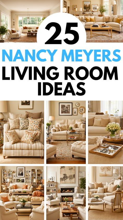 25 Nancy Meyers Living Room Ideas for 2024 – The Crafty Hacks Comfortable House Interiors, Inviting Living Room Ideas, Nancy Meyers Living Room Aesthetic, Nancy Myers Style Living Room, Nancy Meyers Aesthetic Living Room, Nancy Meyers Aesthetic Small House, Southern Living Living Room, Nancy Meyers Interiors Living Rooms, Nancy Meyers Interiors Inspiration