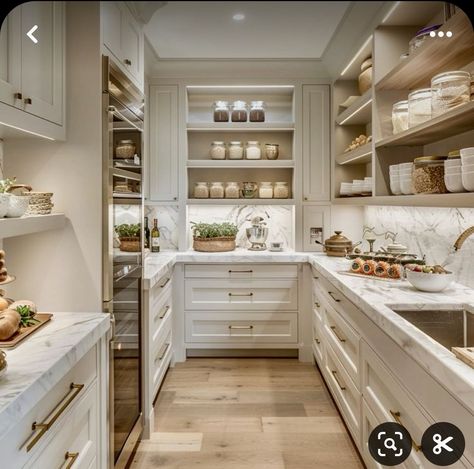 Walk In Pantry With Window, Pantry Narrow, Narrow Walk In Pantry, Pantry Interior Design, Walk In Pantry Ideas Layout, Small Walk In Pantry, Pantry Countertop, Pantry Freezer, Pantry White