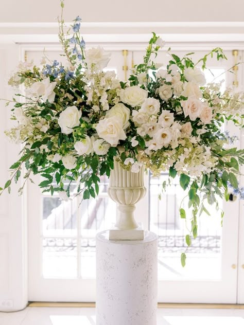 Luxury Flower Arrangement, Urn Arrangements, White Floral Centerpieces, Ceremony Arrangement, Church Wedding Flowers, Flower Urn, White Flower Arrangements, Altar Arrangement, Large Floral Arrangements