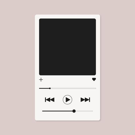 Music streaming player interface frame, black and white design | free image by rawpixel.com Listening To Music Background, Apple Music Template, Music Background Design, Music Player Aesthetic, Music Player Png, Instagram Highlight Black, Music Player Template, Music Layout, Music Polaroid