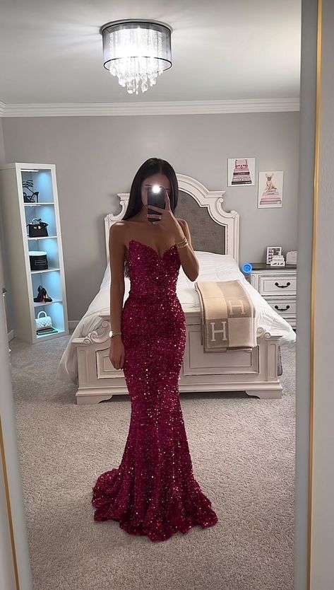 Red Sparkly Formal Dress, Red Grad Dresses, Pink Prom Dress Sparkly, Prom Dresses Red Burgundy, Prom Dresses Glitter, Red Prom Dress Sparkly, Pink Sparkly Prom Dress, Rhinestone Prom Dress, 8th Grade Prom Dresses