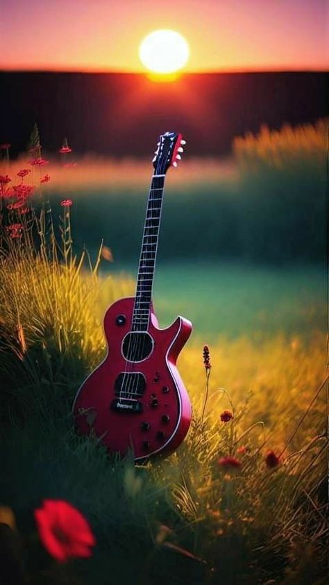 Guitar Images Wallpaper, Wallpaper Iphone Guitar, Guitar Wallpaper Iphone, Best Couple Wallpaper, Guitar Sunset, Guitar Wallpaper, Guitar Images, Red Guitar, Photoshop Backgrounds Backdrops