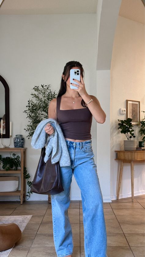 Women's Mid Rise Slouchy Jean curated on LTK Mid Rise Jeans Outfit Aesthetic, Simple Dinner Outfits, Mid Rise Jeans Outfit, Slouchy Jeans Outfit, Top With Jeans, Slouchy Jeans, Small Tank, Outfit Jeans, Fashion Is My Passion