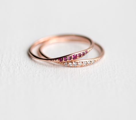 Engagement Ring Ruby, Rose Gold Stackable Rings, Tiny Jewelry, Melanie Casey, Ring Ruby, Gold Rings Fashion, Gold Ring Designs, Gold Rings Jewelry, Ruby Engagement Ring