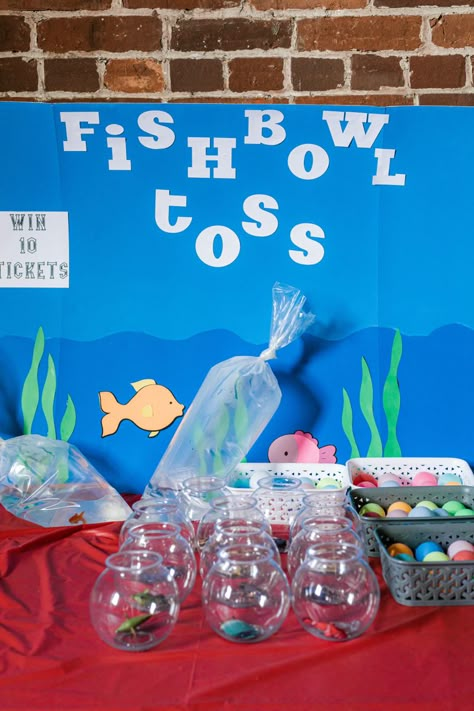 Fish Cup Game, Fishing Themed Birthday Party Games, Fish Themed Birthday Party Games, Fish Theme Party Games, Fishing Theme Party Games, Fish Birthday Party Games, Under The Sea Vbs Games, Ofishally One Birthday Party Games, Fishing Themed Games