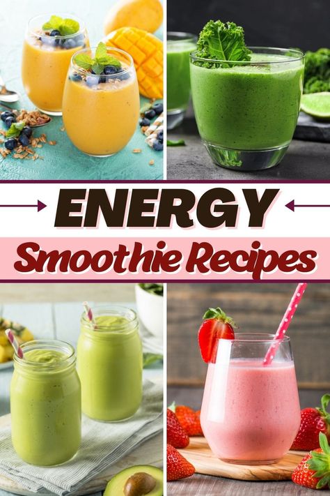 Start your day off right with these nourishing energy smoothie recipes. From kale to mango to avocado, these healthy smoothies make for a wonderful morning. Healthy Energy Smoothies, Mean Green Smoothie, Vanilla Protein Smoothie, Energy Smoothie Recipes, Strawberry Blueberry Smoothie, Blueberry Banana Smoothie, Perfect Healthy Breakfast, Energy Smoothies, Protein Smoothie Recipes