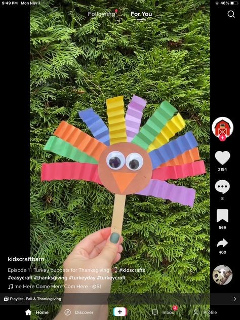 Turkey Craft Popsicle Sticks, Popsicle Stick Turkey Crafts For Kids, Popsicle Turkey Craft, Easy Turkey Crafts For Kindergarten, Turkey Puppet Craft, Popsicle Stick Turkey Craft, Turkey Popsicle Stick Craft, Popsicle Stick Crafts Thanksgiving, Thanksgiving Crafts For Prek