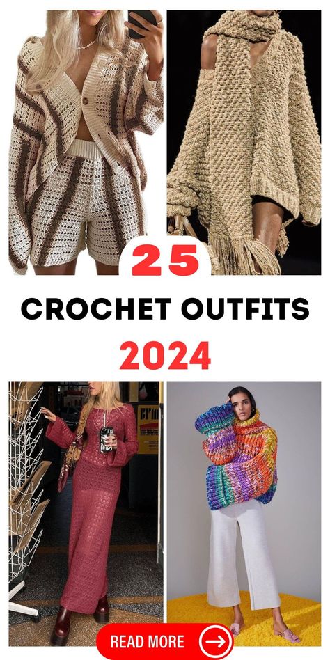 The crochet outfits aesthetic captures the essence of handcrafted beauty. Each piece tells a story of hours of dedication and skill, resulting in outfits that are as beautiful to wear as they are to look at. Perfect for those who appreciate the finer details, these crochet outfits add a layer of sophistication to any look. 2025 Crochet Trends, 2024 Crochet Trends, Crochet Trends 2024, Crochet Outfits Aesthetic, Designer Crochet Fashion, Crochet Streetwear, Classy Crochet, Unique Knitwear, Black Women Dress