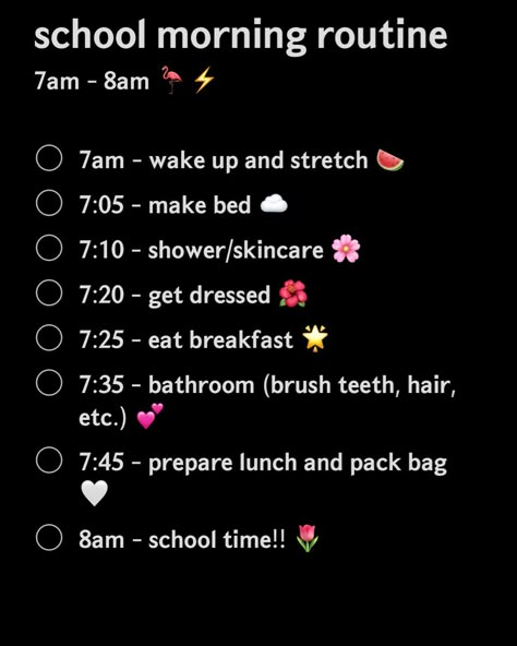 Morning Routines For School 7am, 7am Morning Routine Aesthetic, Morning Routine 7am Wake Up, School Routine 7 Am, Morning Of School Routine, 1 Hour Morning Routine For School, Morning Routine 7 Am To 8 Am, Perfect Morning Routine For School 7:00, 7 Am School Morning Routine