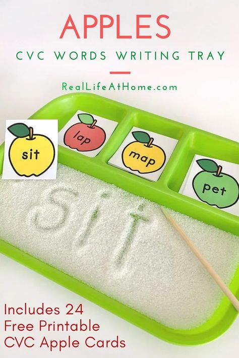 Teaching Child To Read, Sand Writing, Writing Cvc Words, Cvc Activities, Sand Tray, Preschool Reading, Apple Activities, Cvc Word, Language Art Activities