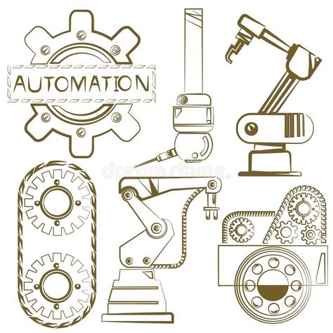 Robot, automation stock illustration Automation Illustration, Tools Mechanical, Avengers Painting, Mechanical Tools, Mechatronics Engineering, Whiteboard Art, Mechanical Engineering Design, Graphic Design Business Card, Biomedical Engineering