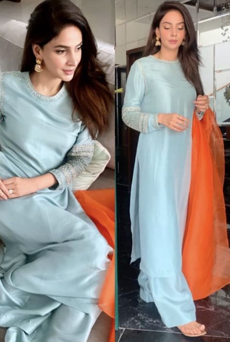 Saba Qamar, Nikkah Dress, Pakistani Fashion Casual, Pakistani Dresses Casual, Pakistani Fashion Party Wear, Salwar Kamiz, Kurti Designs Party Wear, Simple Pakistani Dresses, Designer Party Wear Dresses