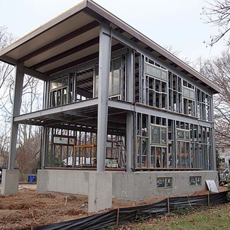 Steel Frame House Design, Frame House Design, House Design Plans, Steel Building Homes, Energy Efficient Buildings, Steel Structure Buildings, Steel Frame House, Frame House, Green Architecture