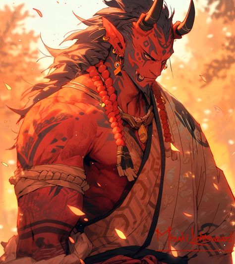 Oni Character Design Male, Oni Art, Dnd Tiefling, Dnd Table, Pathfinder Game, Monster Pictures, Oni Demon, D D Character Ideas, Dungeons And Dragons Classes