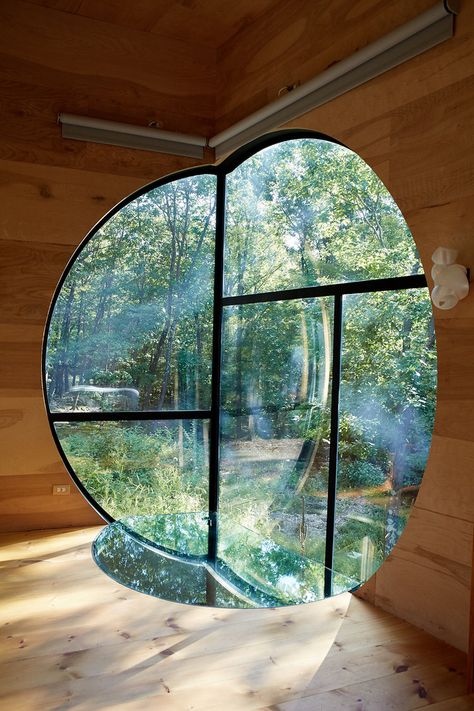 Interior of  Ex of In House , 2016 by Steven Holl Steven Holl, Three Dimensional Shapes, Round Window, Suburban House, Study Architecture, Cabin In The Woods, Upstate New York, School Architecture, Structural Engineering