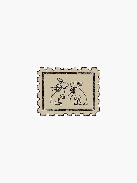 "Vintage Rabbit Stamp" Sticker for Sale by lizziesartshop | Redbubble Vintage Style Stickers, Stamp Sticker Design, Vintage Stamp Illustration, Stamp Illustration Design, Cute Vintage Stickers, Bunny Graphic Design, Vintage Stamp Tattoo, Vintage Stickers Scrapbooking, Rabbit Illustration Design