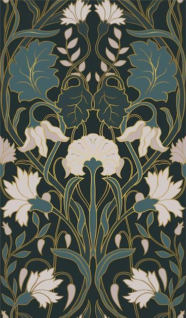 Art Nouveau Flower Images - Free Download on Freepik Nouveau Art Illustration, Art Nouveau Pattern Fabric, Art Deco Flower Pattern, L'art Nouveau, Arts And Crafts Illustration, Art Deco Flowers Illustration, Art Nouveau Design Elements, Art Nouveau Print, Art Nouveau Elements