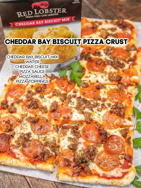 Pizza Pasta Recipe, Biscuit Pizza, Leftover Pizza, Cheddar Bay Biscuits, Gourmet Pizza, Pizza Sauce Homemade, Biscuit Dough, Plain Chicken, Easy Party Food