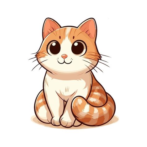 cute cat cartoon vector on white background Cute Cat Illustration Simple, Cartoon Cat Design, Cute Cat Art Cartoon, 3 Cats Together Drawing, Cartoon Cats Cute Drawing, Cat Cute Drawing, Chat Cartoon, Cat Cartoon Drawing, Cat White Background