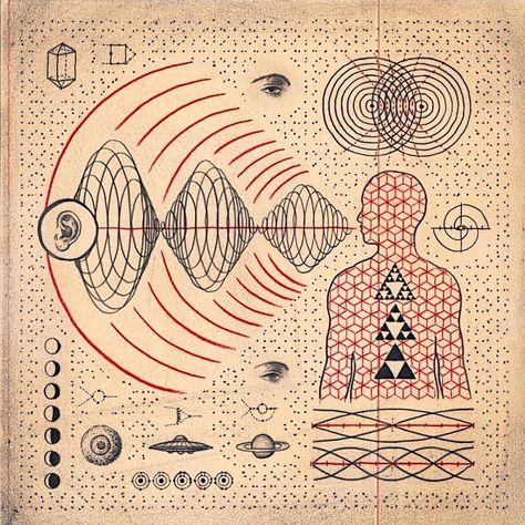 retro and sci-fi art on Instagram: ““Wave Telepathy” by US artist Daniel Martin Diaz.…” Esoteric Art, Sacred Geometry Art, Spirit Science, Illustration Photo, Occult Art, Geometry Art, Scientific Illustration, Art Et Illustration, Quantum Physics