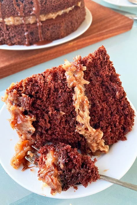 German Chocolate Cake {With Cake Mix} - CakeWhiz How To Make German Chocolate Box Cake Taste Like Bakery, Recipes Using German Chocolate Cake Mix Boxes, Bundt Cake Recipes From Mix Boxes German Chocolate, German Chocolate Cake Box Recipes, Doctored German Chocolate Box Cake, German Chocolate Cake Using Box Cake, Box German Chocolate Cake Taste Homemade, Boxed German Chocolate Cake Hack, Southern German Chocolate Cake