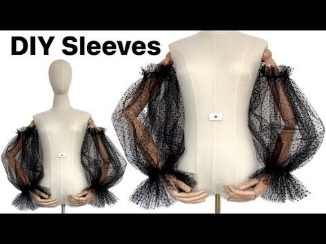 How to make detachable sleeves, Puff sleeve sewing tutorial, DIY tulle sleeves, Fashion, Anita Benko - YouTube Tulle Top Diy, Sleeve Sewing Tutorial, Wicked Christmas, Diy Puff Sleeves, Puff Sleeve Pattern, Poofy Sleeves, Diy Tulle, Tulle Top, Flower Sleeve