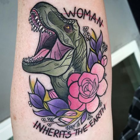 Two of my most favorite things! Plants and of course Tyrannosaur 🦖🌸 Thank you so much Shannon, you are the best!✨ I would love to do more… Jurassic Park Tattoo, T Rex Tattoo, Dinosaur Tattoo, Neo Tattoo, Dinosaur Tattoos, Red Tattoos, Tattoos For Kids, Fake Tattoos, Skin Art