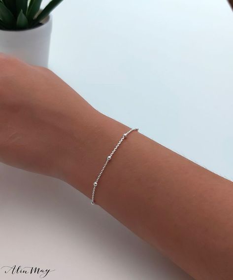 Beaded Chain Bracelet, Short Note, Packaging Orders, Bracelet Size Chart, Dainty Bracelet, Silver Chain Style, Dainty Bracelets, Gift Message, Jewelry Bags