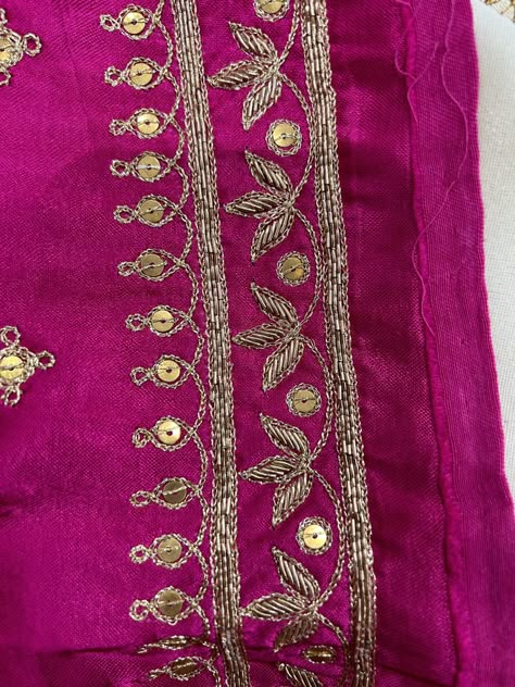 Bottom Work Design, Aari Work Blouse Hand Border Design, Dupatta Border Design, Aari Work Saree Border Designs, Khat Work Blouse Design, Marodi Work Blouse, Hand Work Embroidery Suits, Zardosi Border, Marodi Embroidery