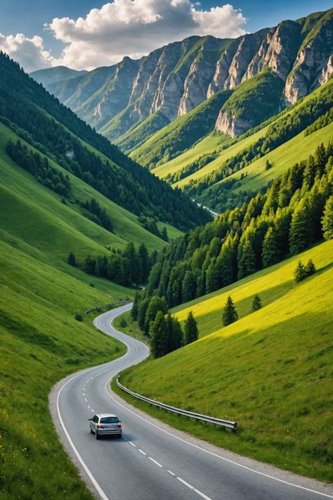 The Most Scenic Road Trips in Romania You Need to Take! Mountain Aesthetic Landscape, Car Road Trip Aesthetic, Canadian Countryside, Romania Aesthetic, Car Landscape, Car Road Trip, Road Trip Aesthetic, Road Aesthetic, Road Trip Photography