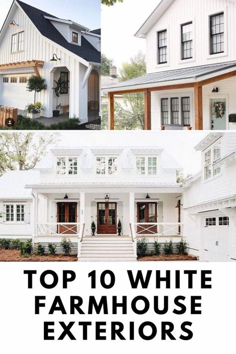 Alabaster Board And Batten Exterior, White Exterior Farmhouse Colors, Ranch House Shutters Exterior, White Siding Farmhouse, Exterior Modern Farmhouse Colors, All White Farmhouse Exterior, White Farmhouse Siding, Off White Farmhouse Exterior, Off White Home Exterior