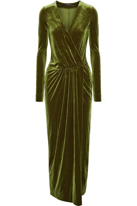 27 Dresses For Every Fall Wedding Brown Velvet Dress, Brown Maxi Dresses, Velvet Wrap Dress, Ruched Maxi Dress, Fall Wedding Guest Dress, Velvet Maxi Dress, Dresses Green, Velvet Dresses, Brown Velvet