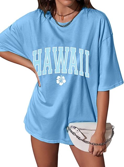 Hawaiian Shirts for Women Flower Shirt Oversized Graphic Tees Tropical Vacation Clothes Summer Vacation Tee at Amazon Women’s Clothing store Tropical Vacation Outfits, Preppy Tops, Preppy Shirt, Oversized Graphic Tee, Trendy Outfits For Teens, T Shirt Image, Aesthetic Shirts, Shirts For Teens, Beach T Shirts