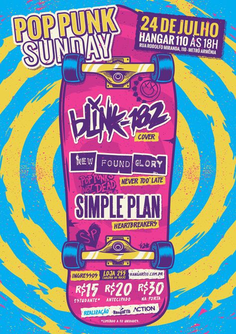 Vinicius Gut on Behance Punk Pop Art, Pop Color, Pop Punk Art, Punk Graphic Design, Simple Plan, Poster Punk, New Found Glory, Pop Punk Bands, Punk Poster