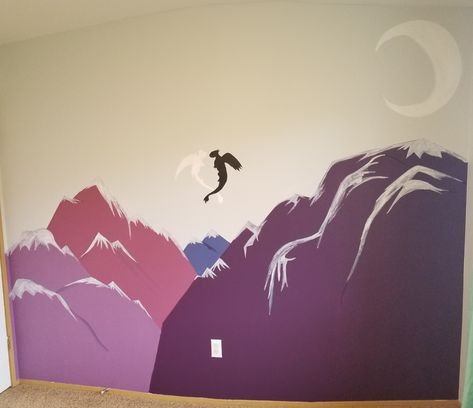 How To Train Your Dragon Room, How To Train Your Dragon Nursery, Dragon Wall Mural, Disney Baby Rooms, Shared Girls Room, Dragon Nursery, Dragon Wall, Baby Rooms, Room Remodel