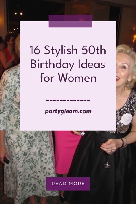 Looking for 50th birthday ideas for women? You've come to the right place! Transform this special milestone into an unforgettable celebration with these amazing 50th birthday party ideas for women. From classy vintage get-togethers to fabulous themed fiestas, there's something for every personality and vibe. Whether you're organizing a grand celebration or a delightfully intimate gathering, explore these stunning 50th birthday ideas for her and make her feel extra special on this significant day. Dive into great themes, fun activities, and memorable moments that every woman will cherish! Photo Shoot Ideas For 50th Birthday, Fiftieth Birthday Party Ideas For Women, Womens Bday Party Ideas, Fabulous Fifty Birthday For Women, 50th Birthday Party Theme Ideas For Women, Presents For 50th Birthday For Women, Activities For 50th Birthday Party, Funny 50th Birthday Ideas For Women, 50th Birthday House Party Ideas