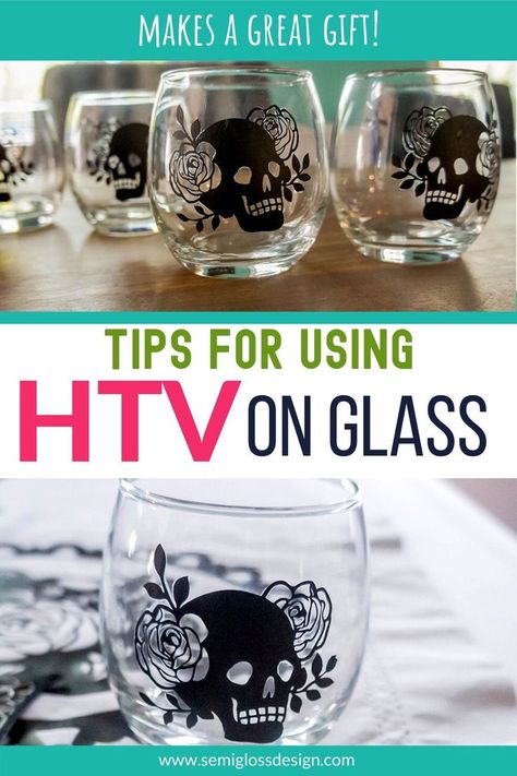 Learn how to make your own wine glasses with HTV. Custom wine glasses make great gifts. Click to read my tips for using heat transfer vinyl on glass. Vinyl On Glass, Cricut Heat Transfer Vinyl, Simple Decor Ideas, Vinyle Cricut, Inkscape Tutorials, Cricut Help, Diy Wine Glasses, Custom Wine Glasses, Cricut Tips