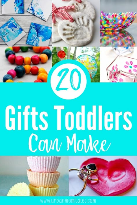 20 Simple Gifts Toddlers Can Make at Christmas via @urbanmomtales Gifts Toddlers Can Make, Homemade Kids Gifts, Homemade Birthday Gifts, Gifts Kids Can Make, Toddler Birthday Gifts, Gifts For Toddlers, Parents Christmas, Christmas Crafts For Toddlers, Diy Gifts For Dad