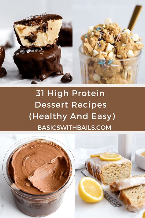 31 High Protein Dessert Recipes (Healthy And Easy) Healthy Deserts Low Carb, Protein Recipes With Protein Powder, Protein Dessert Ideas, Healthy Protein Packed Desserts, Low Carb High Protein Sweet Treats, Dessert Recipes Protein, High Protein Quick Dessert, Best Protein Desserts, Dessert For One Healthy