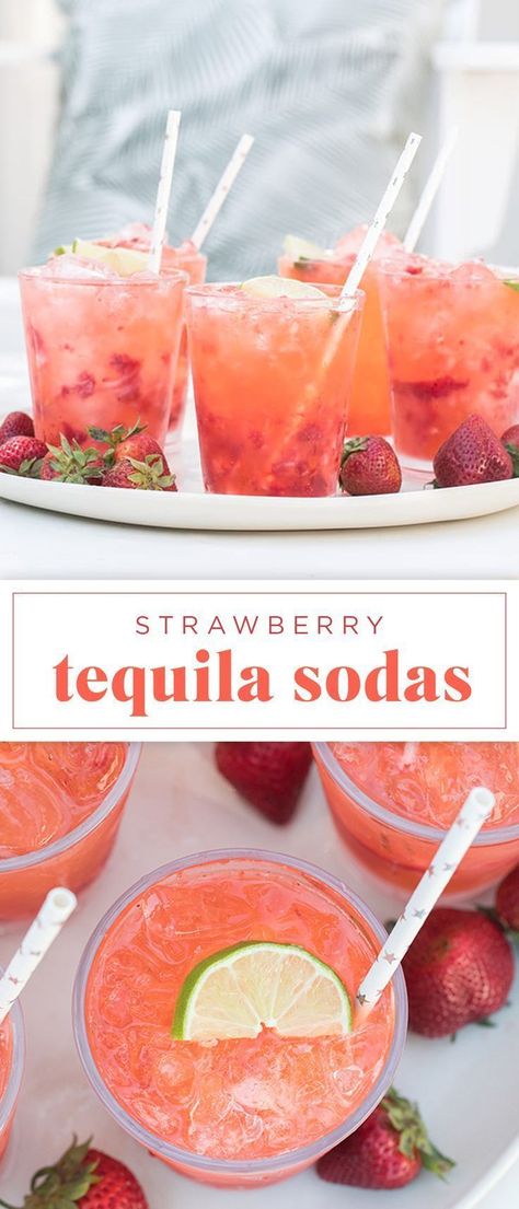 Jun 24, 2023 - Strawberry Tequila Sodas are refreshing and made with 4 easy ingredients. They're not too sweet and are perfect for a summer party. Strawberry Tequila, Tequila Soda, Mixed Drinks Alcohol, Yummy Alcoholic Drinks, Boozy Drinks, Drink Drank Drunk, Fancy Drinks, Mixed Drinks Recipes, Cocktail Drinks Recipes