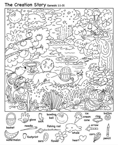 Christian Puzzles, Hidden Pictures Printables, Hidden Picture Games, Highlights Hidden Pictures, Find The Hidden Objects, Hidden Picture Puzzles, Sunday School Coloring Pages, Seek And Find, Christian Activities