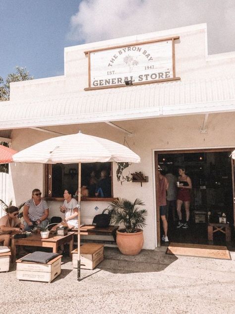 The Farm Byron Bay, General Store Aesthetic, Byron Bohemian, Surf Cafe, Vintage Crates, Beach Cafe, Byron Bay Australia, Cute Cafe, Visit Australia