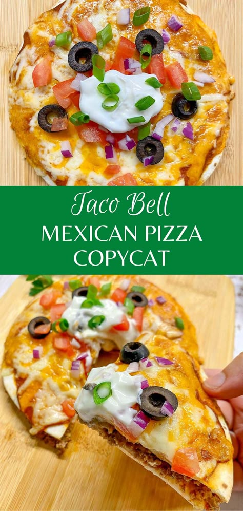 Mexican Pizza (Taco Bell Copycat Recipe) Mexican Pizza Taco Bell Copycat, Mexican Pizza Taco Bell, Taco Bell Copycat, Mexican Pizza Recipe, Taco Bell Mexican Pizza, Pizza Taco, Mexican Pizza, Better Than Takeout, Copykat Recipes