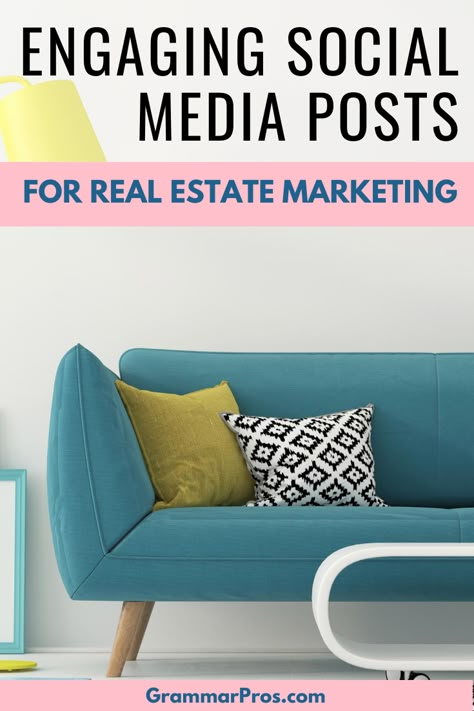 8 simple ideas for marketing real estate on social media that will generate engagement. From real estate Facebook posts to real estate posts for Instagram, we've got you covered. Real estate marketing ideas you'll love! #socialmediaforrealestate #grammarpros #realestatemarketingplan #instagramforrealestateagents #facebookforrealestateagents #instagramforrealestate #facebookforrealestate Real Estate Posts For Facebook, Post For Real Estate, Social Media Posts Ideas, Real Estate Marketing Quotes, Create A Business Logo, Social Media Campaign Design, Marketing For Real Estate, Real Estate Marketing Plan, Real Estate Posts