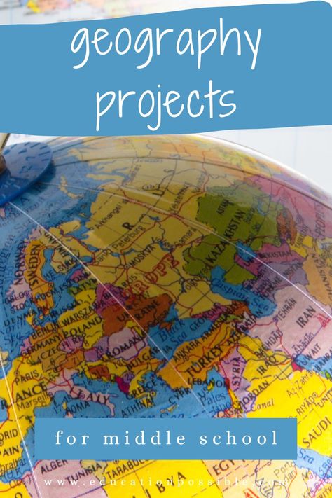 Europe Projects For Middle School, Teaching Geography High School, Middle School World Geography, Fun Geography Activities Middle School, Montessori Middle School Activities, Geography Lesson Plans Middle School, 5 Themes Of Geography Middle School, Homeschooling Middle Schoolers, Geography Activities Middle School