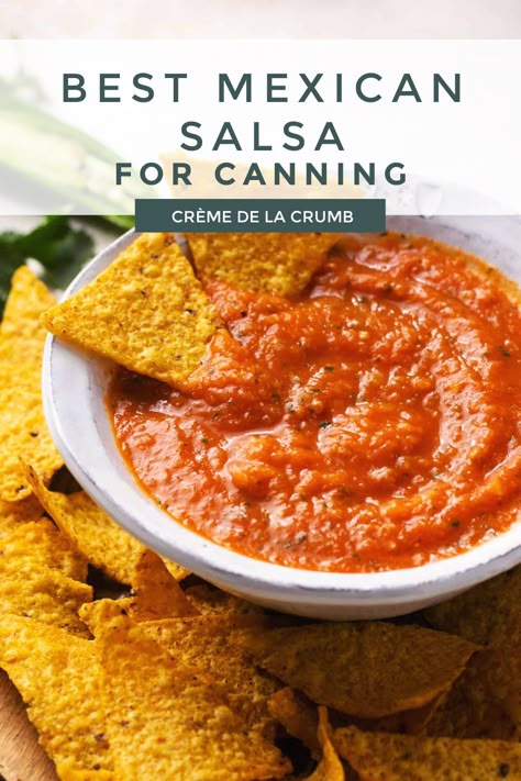 Good Salsa Recipe For Canning, Canned Mexican Salsa Recipe, Cooked Salsa Recipe For Canning, Canning Mexican Salsa, Mexican Salsa Canning Recipe, Best Salsa Recipes For Canning, Salsa With Fresh Tomatoes For Canning, Jarred Salsa Recipe, Restaurant Salsa Recipe Canning